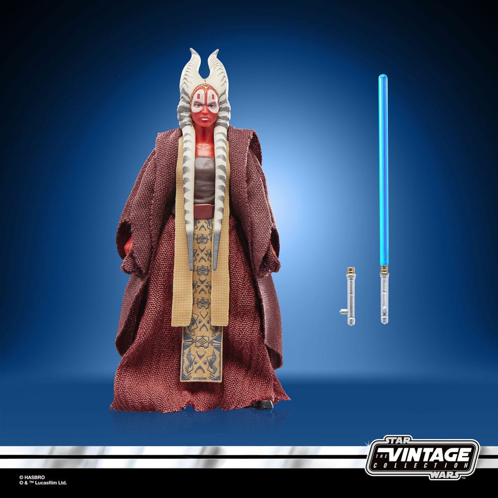 Star Wars AF: Vintage Collection - Shaak Ti 10cm Star Wars Figur, Jedi Kostüm, Robe, Maske, Blauer Lichtschwert