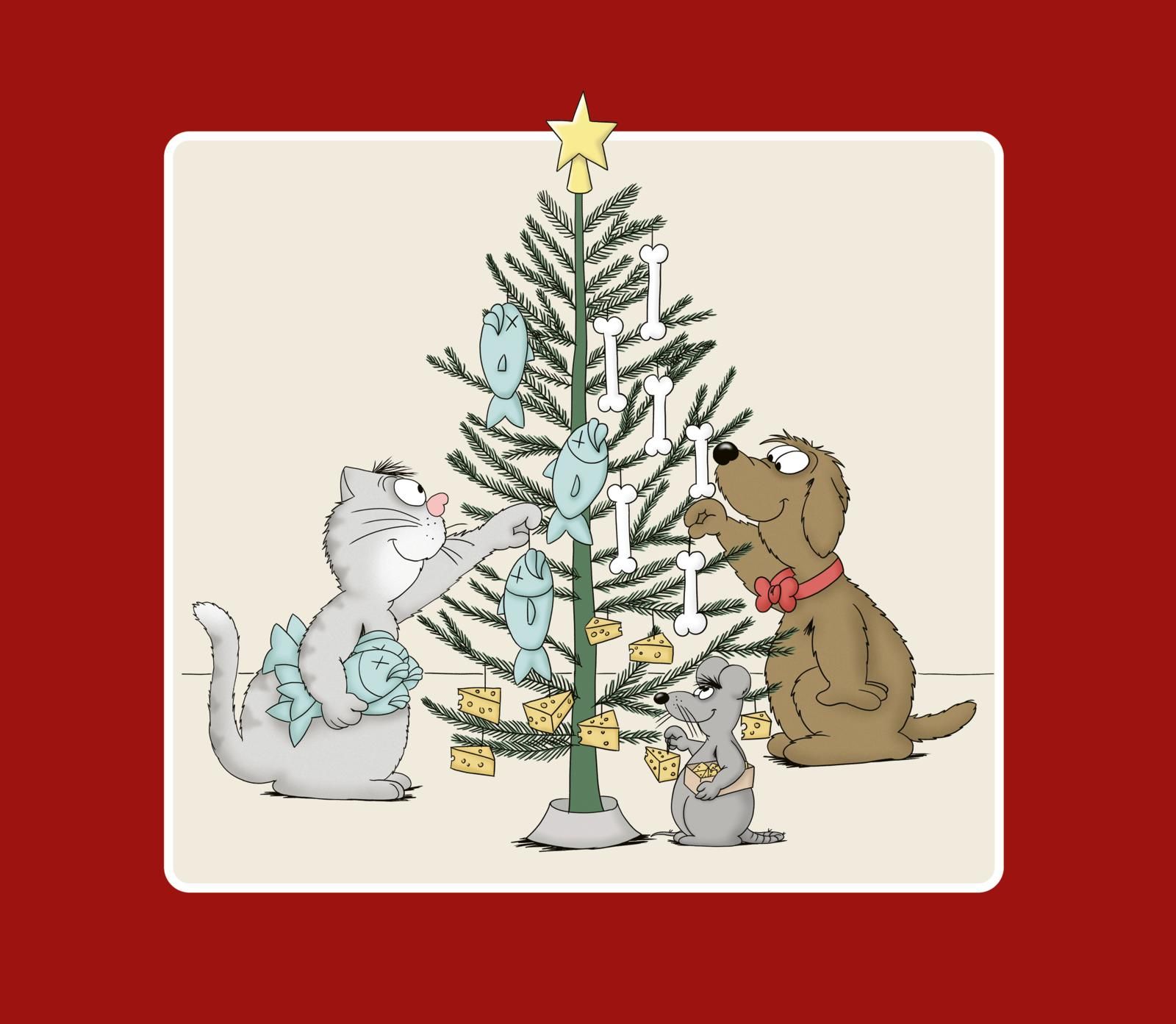 Weihnachtsbaum, Tannenbaum, Käse, Knochen, Tierfigur