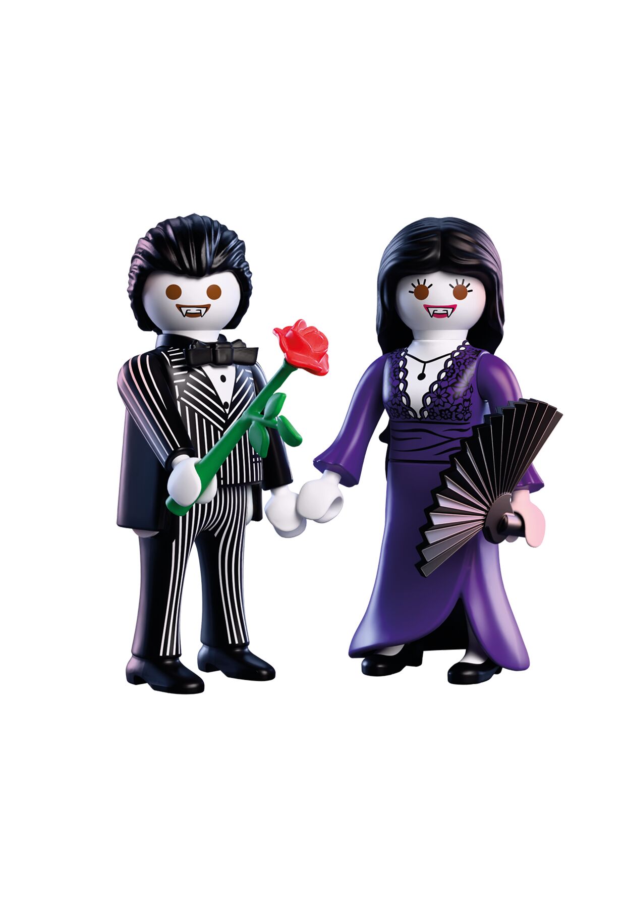 Playmobil: Vampirpaar Paarfigur, Vampirkostüm, Hochzeitsrose, Vorlage-Playmobil, Fledermaus-Accessoire