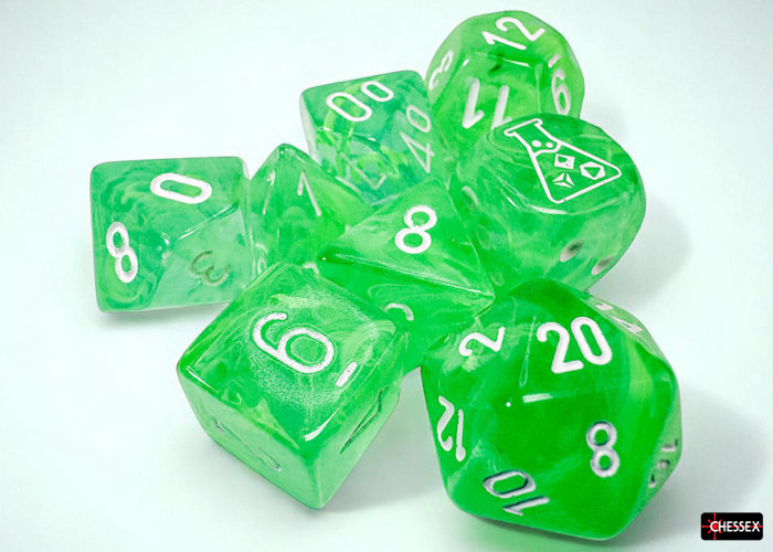 Lab Dice: Nebula Gelatinous/white 7 Würfelset