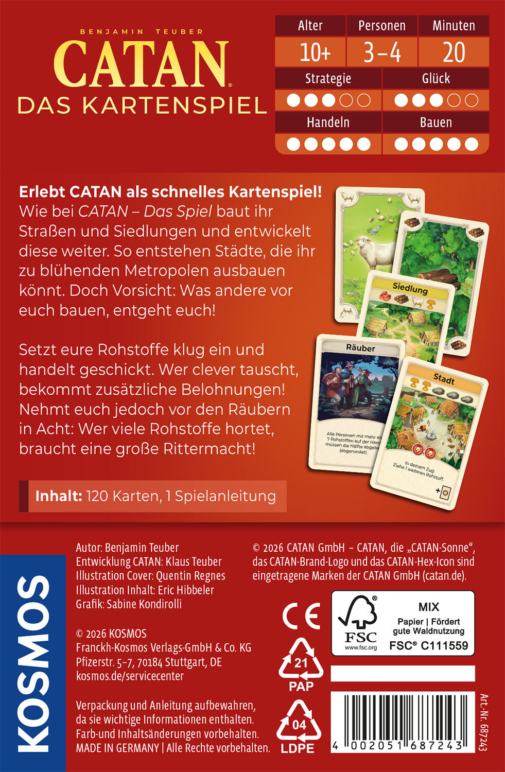 Catan: Das Kartenspiel Kartenspiel, Katan, Ressourcen, Stadt, Karten