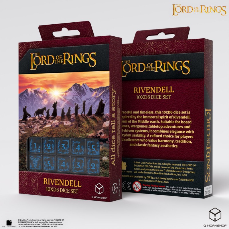 würfel-set, rivendell, lord of the rings, brettspiel-zubehör, 10x6-würfel