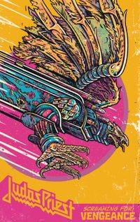 mutant creature, dragon, sword, yellow background, comic art