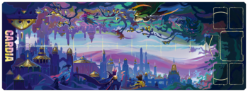 Rollercoaster, Spielebrett, Kartenspiel, lila Szenerie, Stadt-Skyline