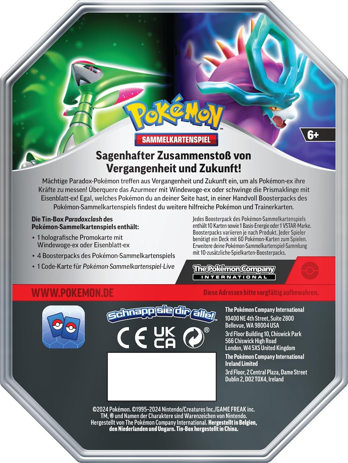 Pokémon CCG dt.: Karmesin & Purpur - Maskerade im Zwielicht Tin Box Eisenblatt (113) Pokémon CCG dt.: Karmesin & Purpur - Maskerade im Zwielicht Tin Box Eisenblatt (113)