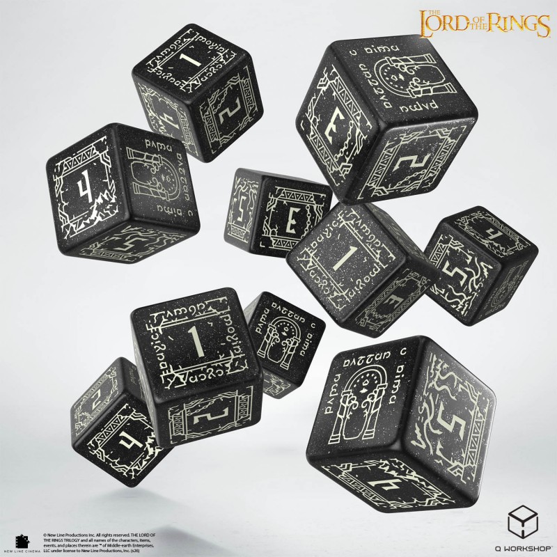 Lord of the Rings: Moria 10xD6 Dice Set black dice, rune dice, d6 dice, fantasy dice, set of dice
