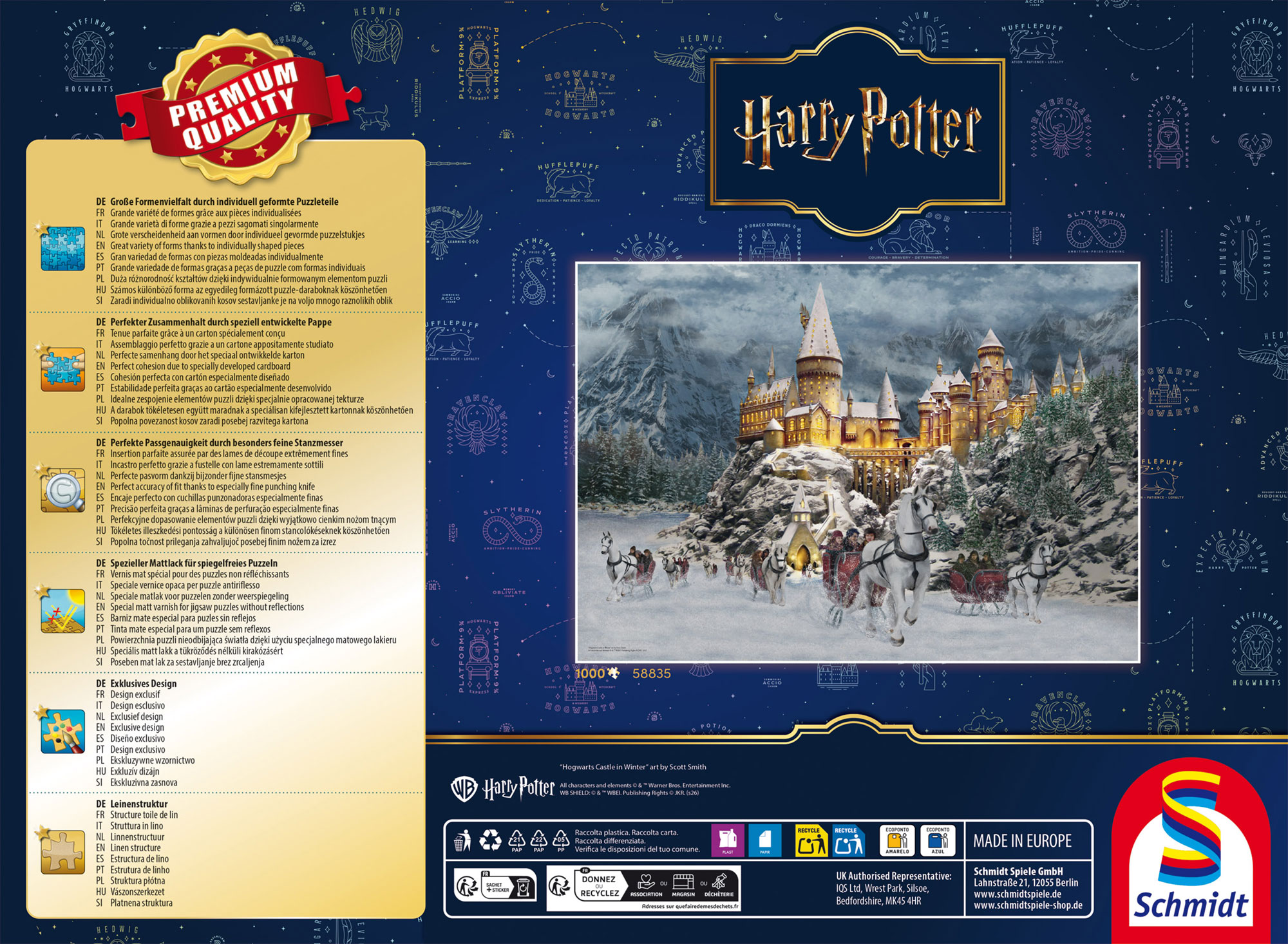 Puzzle: Harry Potter Hogwarts Castle (1000) puzzle, winter, castle, snow, castle scene