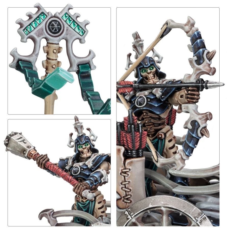 Age of Sigmar: Ossiarch Bonereapers - Liege-Kavalos on War Chariot Ork, Kämpfer, Waffen, Stachel- oder Drahtwerk, Skelettfigur
