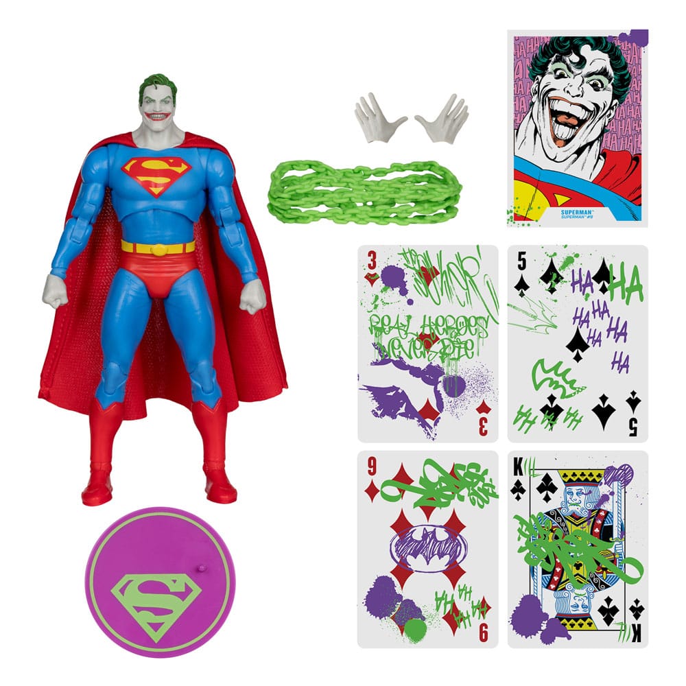 DC Multiverse AF: Superman Jokerized (Superman #9) Gold Label 18cm Person, Kap, Kleidung, Gesicht, Comics