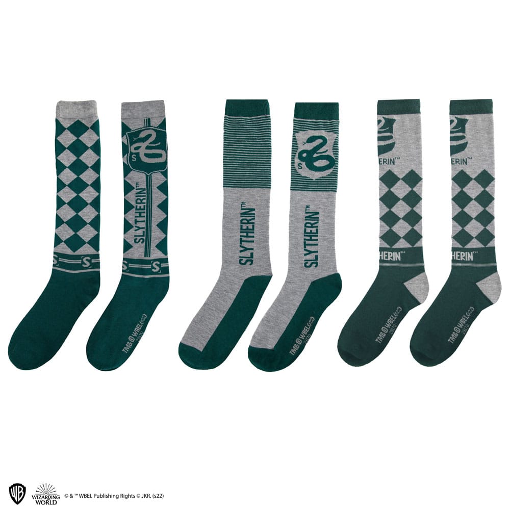 Harry Potter: Kniestrümpfe Slytherin 3er Pack (Gr.35-45)