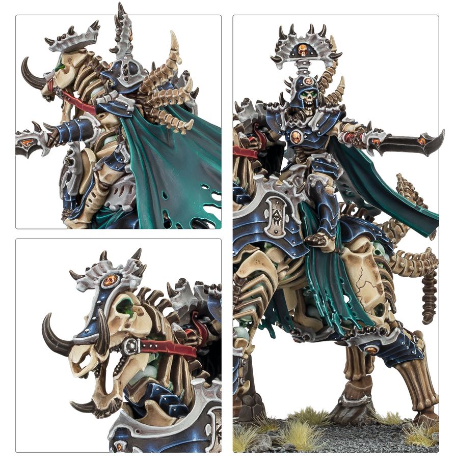 Age of Sigmar: Ossiarch Bonerepers - Spearhead Kavalos Vanguard Schädel-Rüstung, Chaosritter, Knochenhelm, Dunkler Umhang, Gepanzertes Pferd