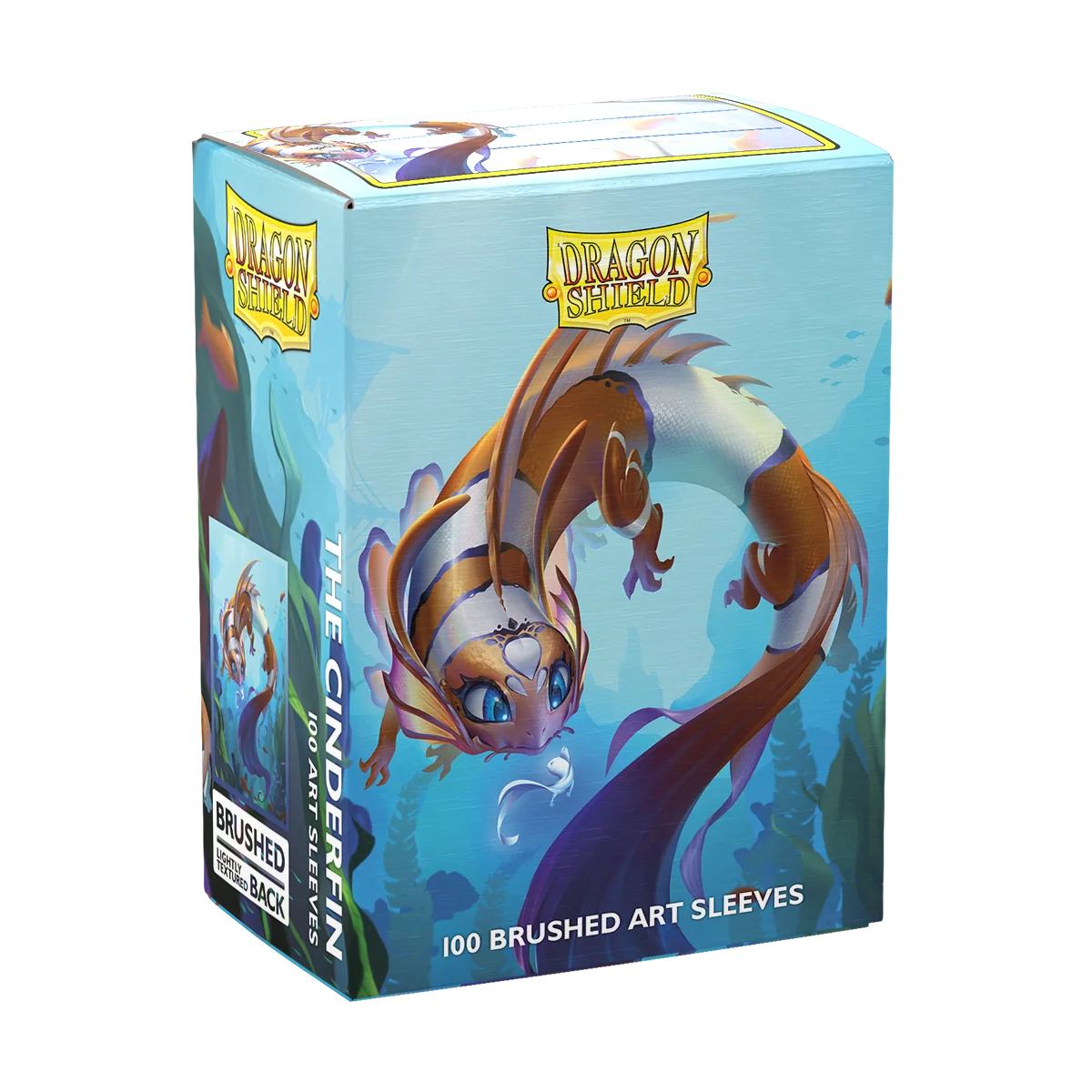 Dragon Shield: Art Sleeves The Cinderfin Brushed dragon shield, brushed art sleeves, 100 sleeves, unterwasser-dragon, box art