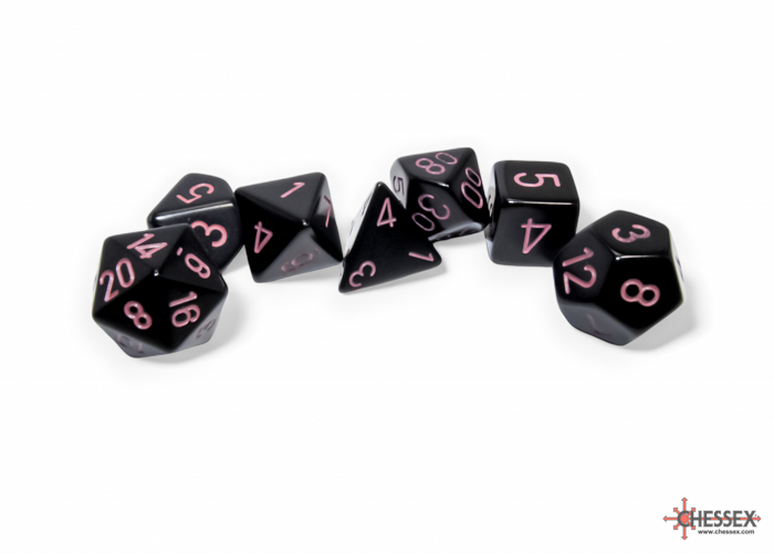 Würfel: 7er-Würfelset "Opaque" (Black/Pink)