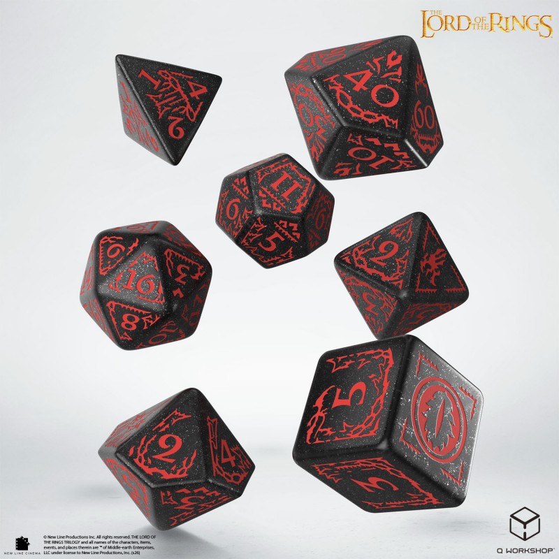 Würfel, Würfelset, W20 Würfel, Rollenspielwürfel, Rot-auf-schwarzem Muster