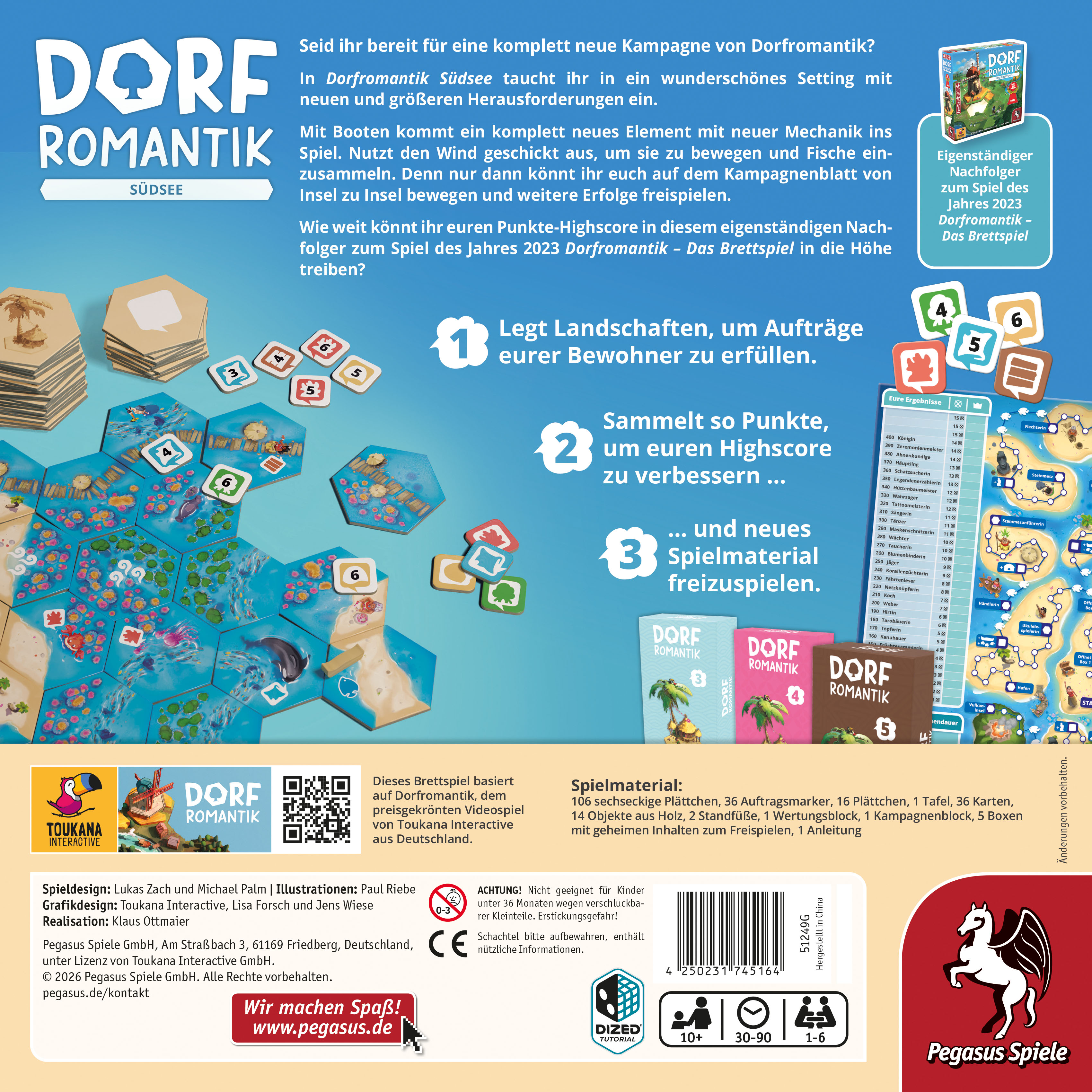 Brettspiel, Karten, Kacheln, Holzchips, Karte