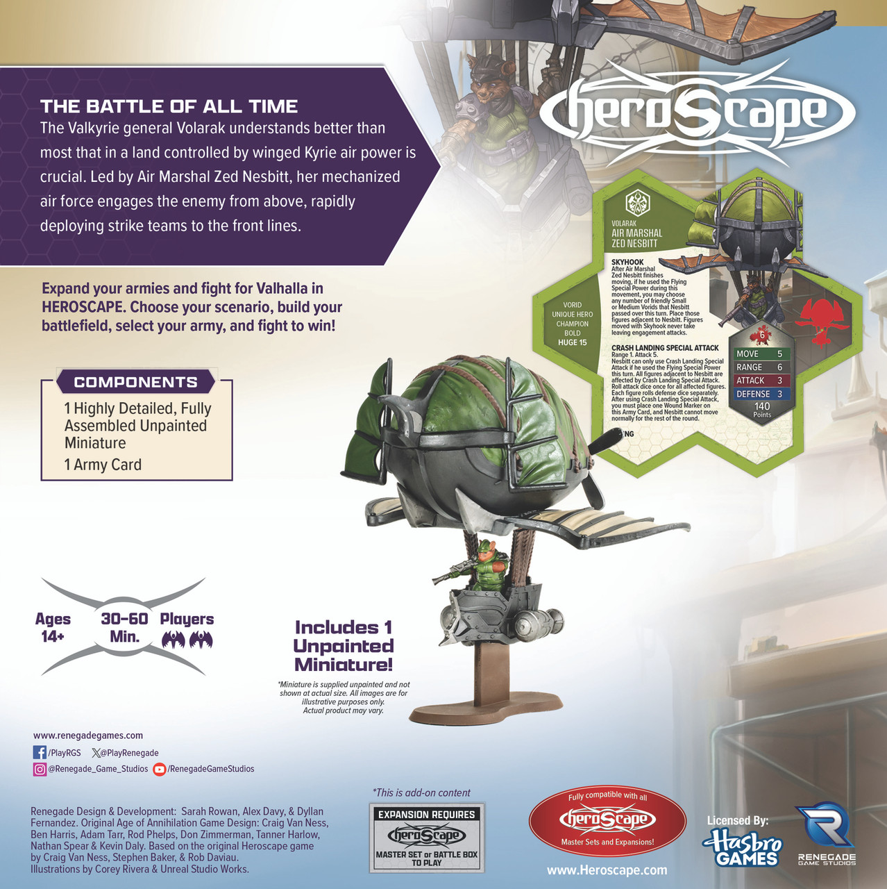 HeroScape: Air Marshal Zed Nesbitt Army Expansion Werbung, Plakat, Helm, Person