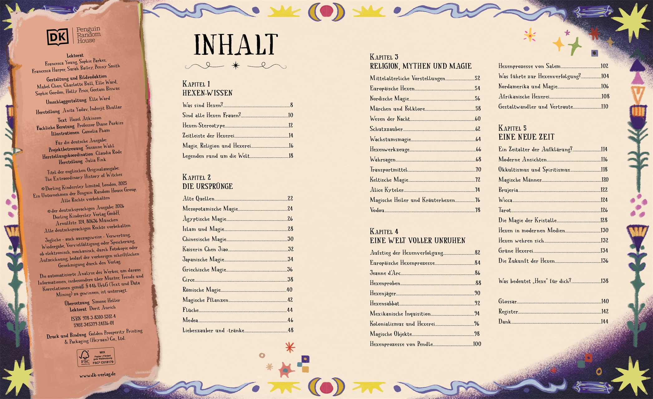 Die Geschichte der Hexen und magischen Frauen Speisekarte, Text, Buch, Veröffentlichung