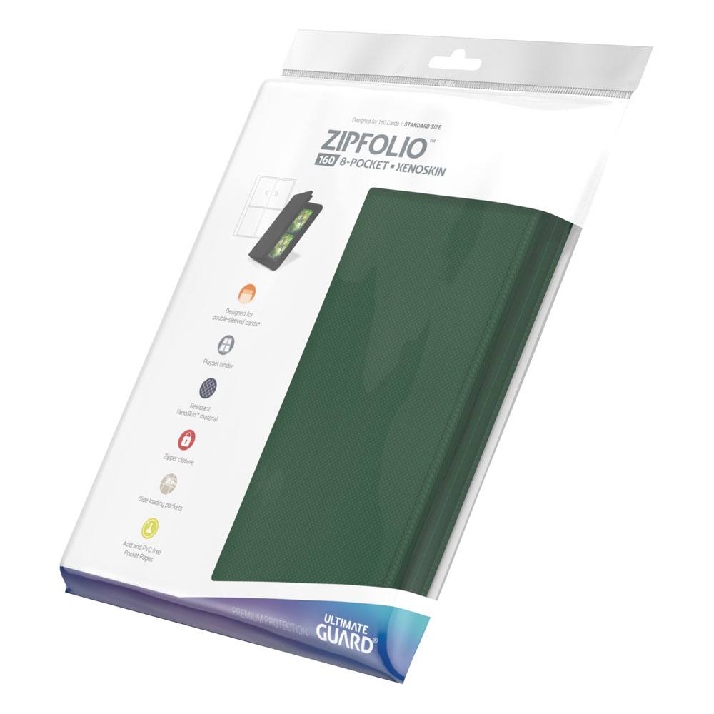 Ultimate Guard: Zipfolio Xenoskin 8-Pocket Mini Grün Hülle, Kartenetui, Grün, Kartenhülle, Körpermaterial