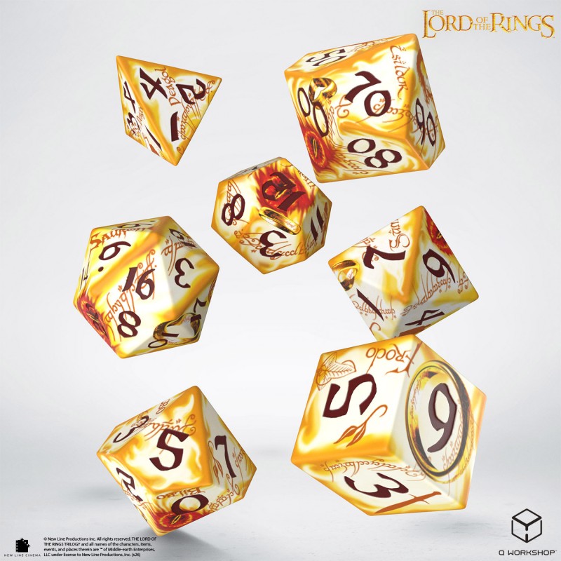 Lord of the Rings: Ring-bearers Whitefire Radiance Full Art Dice Set würfel, würfelset, mischwürfel, spielwürfel, d20-dice