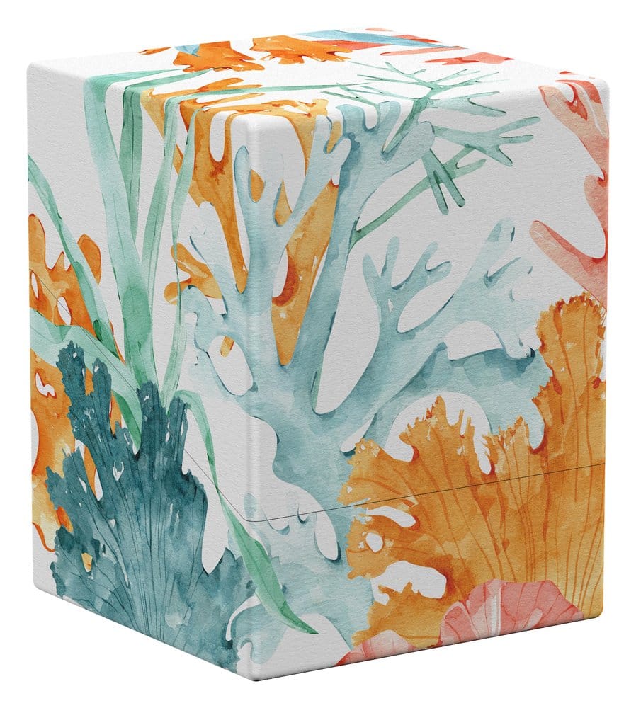 Ultimate Guard: Deckbox Boulder 100+ Coral Places - Coraline Eden Dekorblock, Küstenmotiv, Meereshore, Aquarell-Muster, Wassermotiv