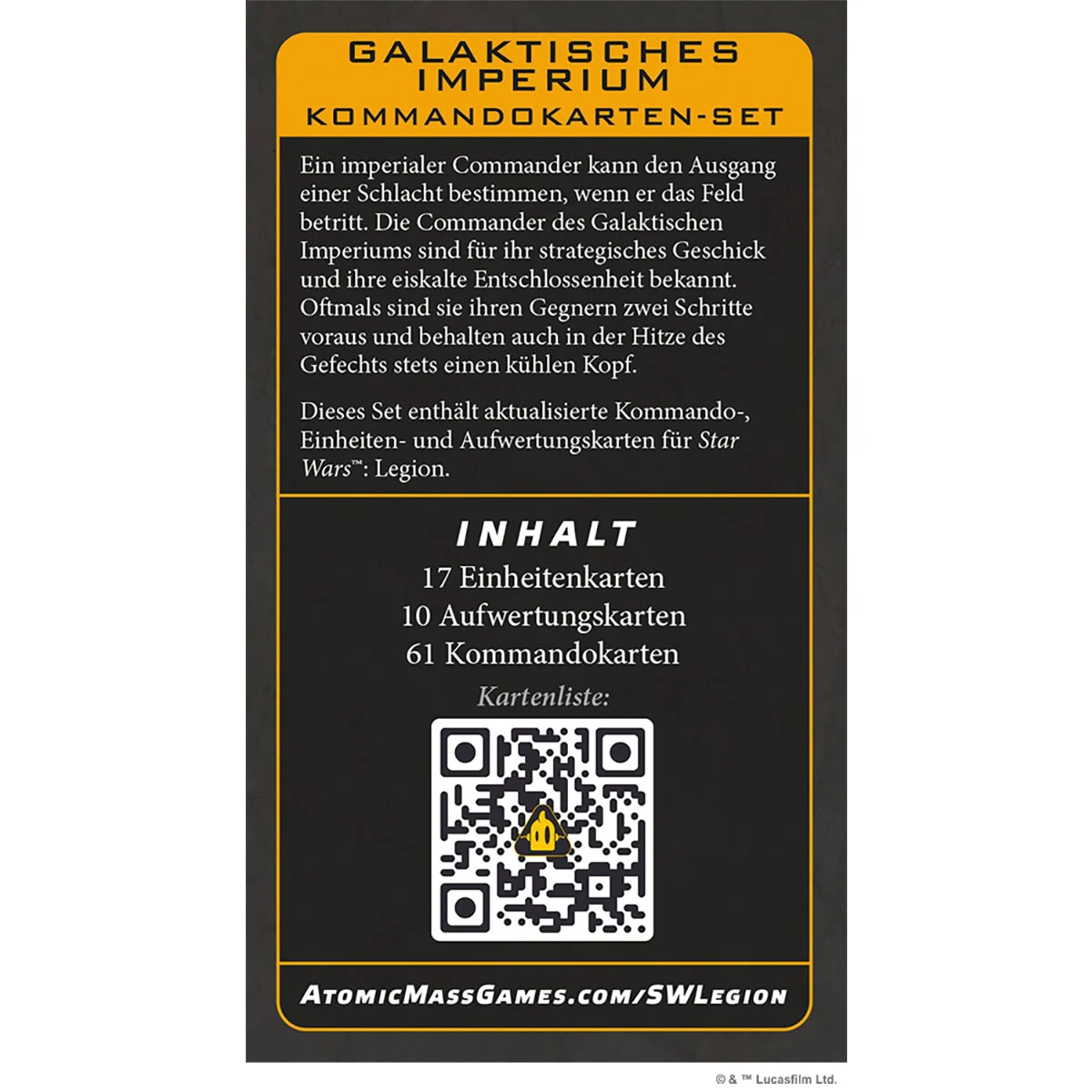 Star Wars: Legion - Kommandokarten-Set Galaktisches Imperium Star Wars: Legion - Kommandokarten-Set Galaktisches Imperium