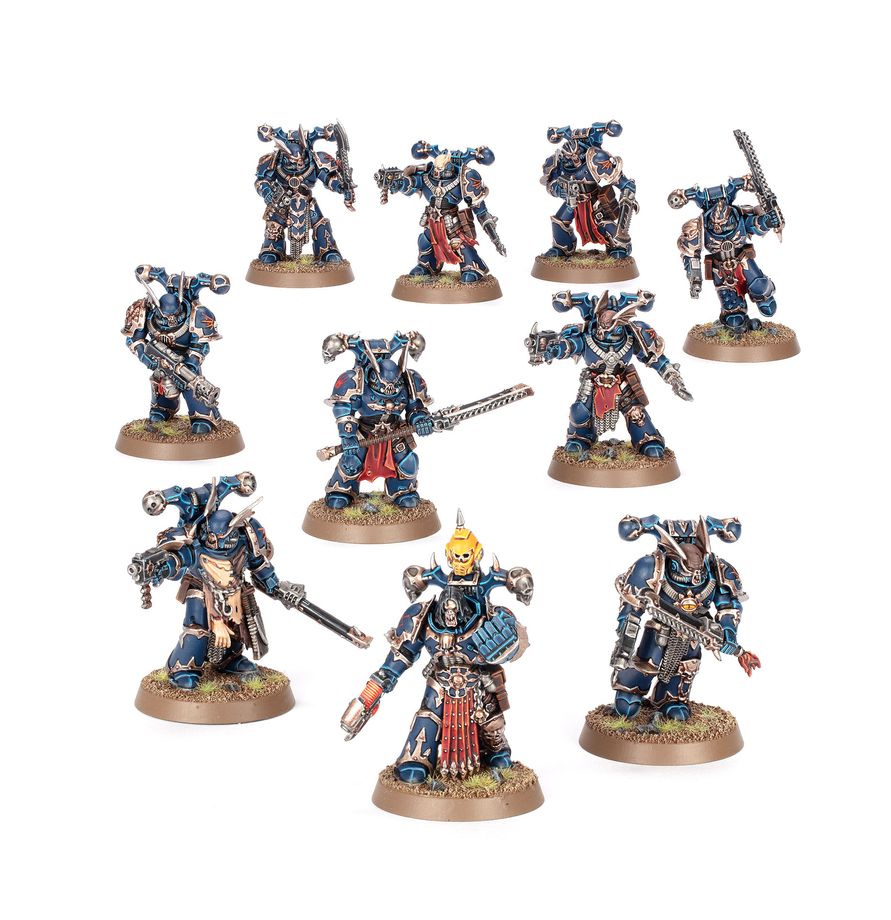 Warhammer 40K: Chaos Space Marines - Combat Patrol Night Lords Space Marines, Miniature, Tabletop, Blue armor, Warhammer-like