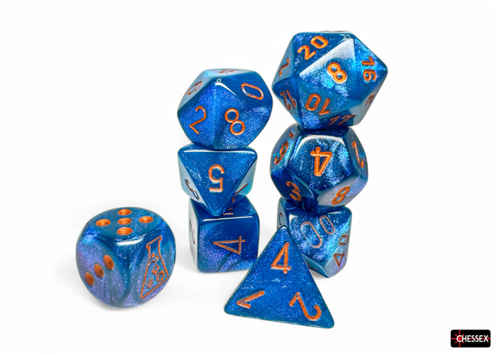 Lab Dice: Borealis Midnight/Copper 7 Würfelset Lab Dice: Borealis Midnight/Copper 7 Würfelset
