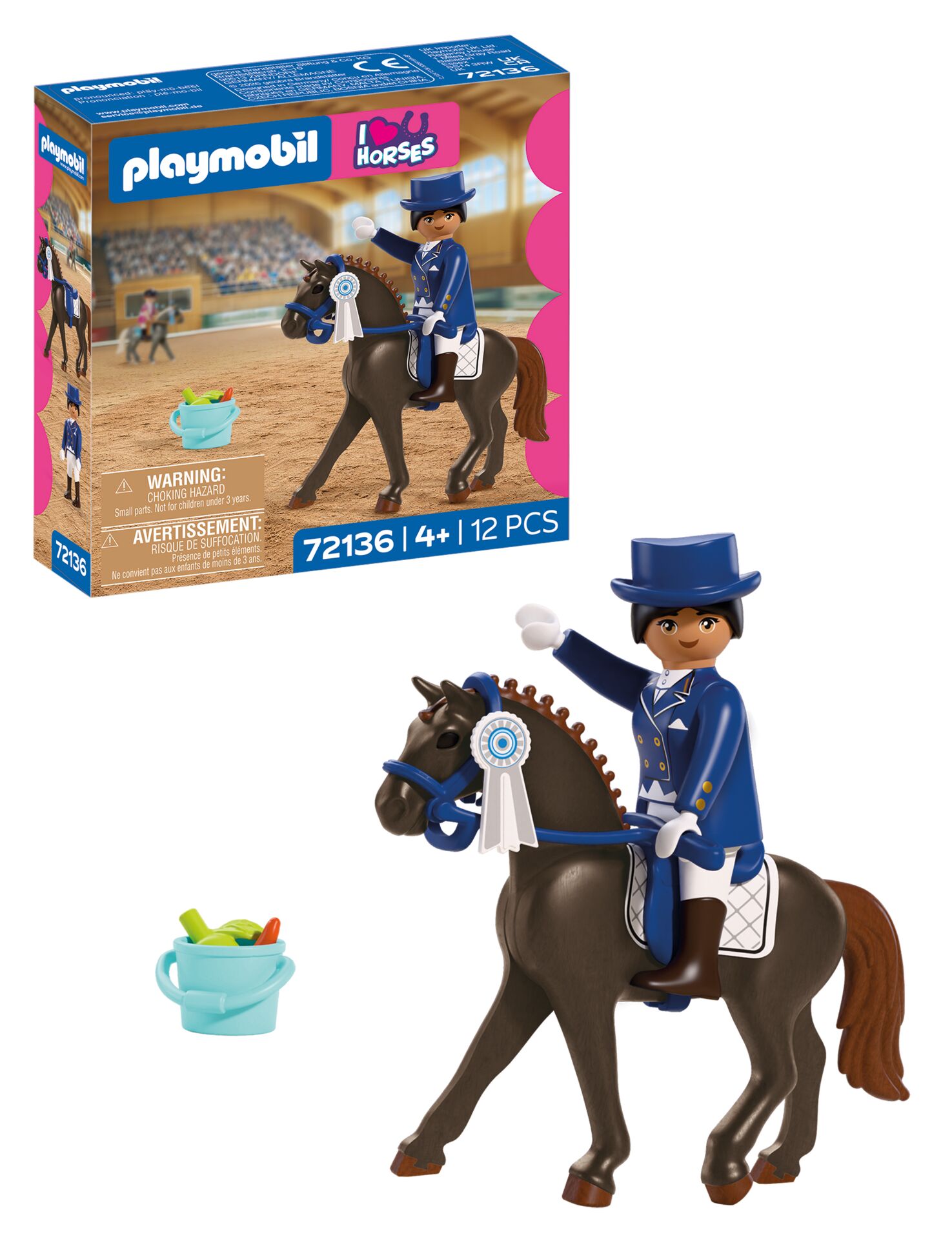 Playmobil: Horses - Dressurreiten Playmobil, Pferde-Set, Reiter, blauer Reiter, Pferd mit Mähne geflochten