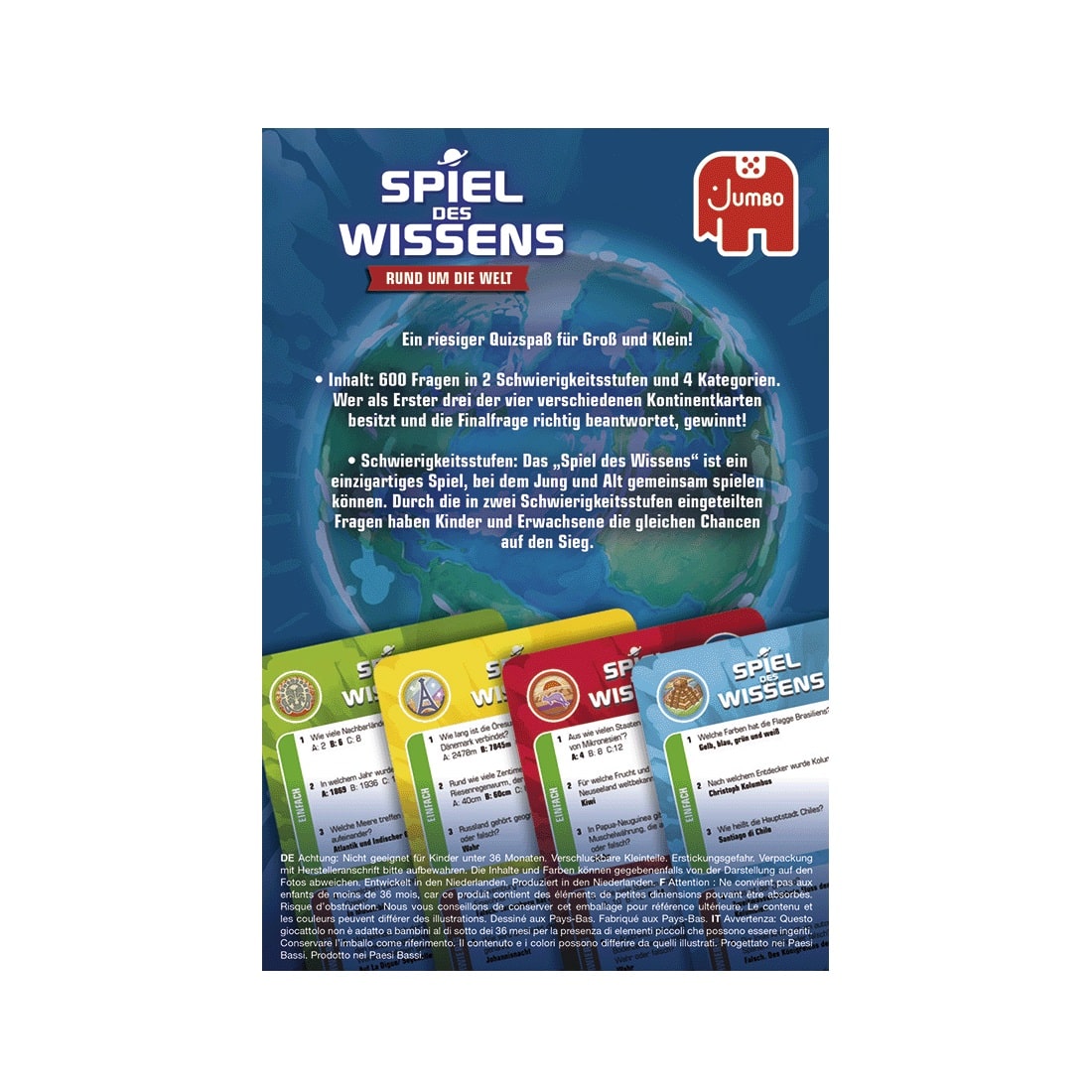 Spiel des Wissens - Rund um die Welt Karten Quizspiel, Wissensspiel, Spielkarten, Weltkarten, Jumbo