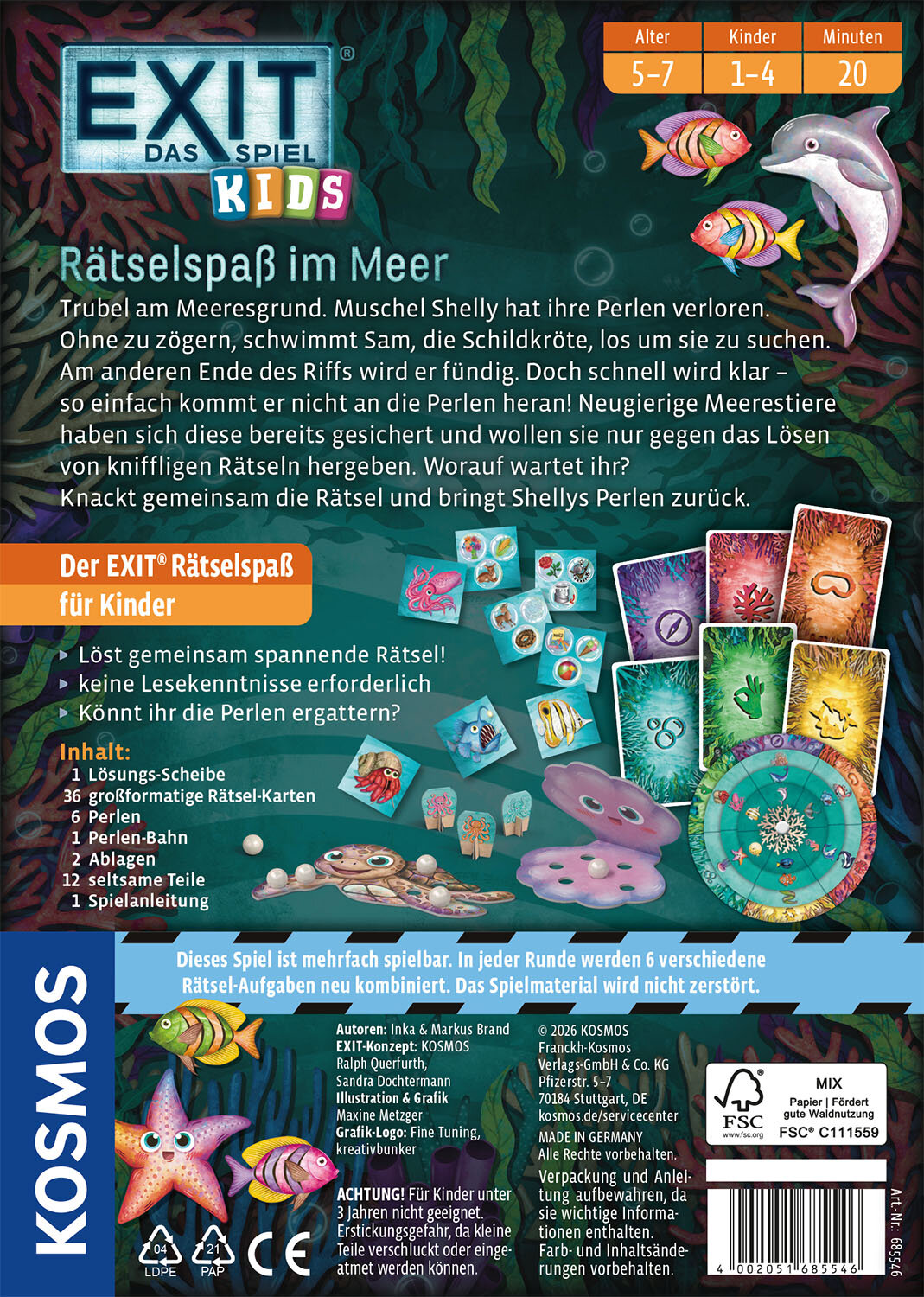 Exit: Das Spiel Kids - Rätselspaß im Meer Unterset, Meereswelt, Rätselspiel, Karten, Perlen
