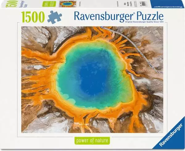 Puzzle: Grand Prismatic Spring jigsaw puzzle, Ravensburger, 1500 pieces, natürliche landschaft, heiße quelle, farbkräftig, thermischer pool