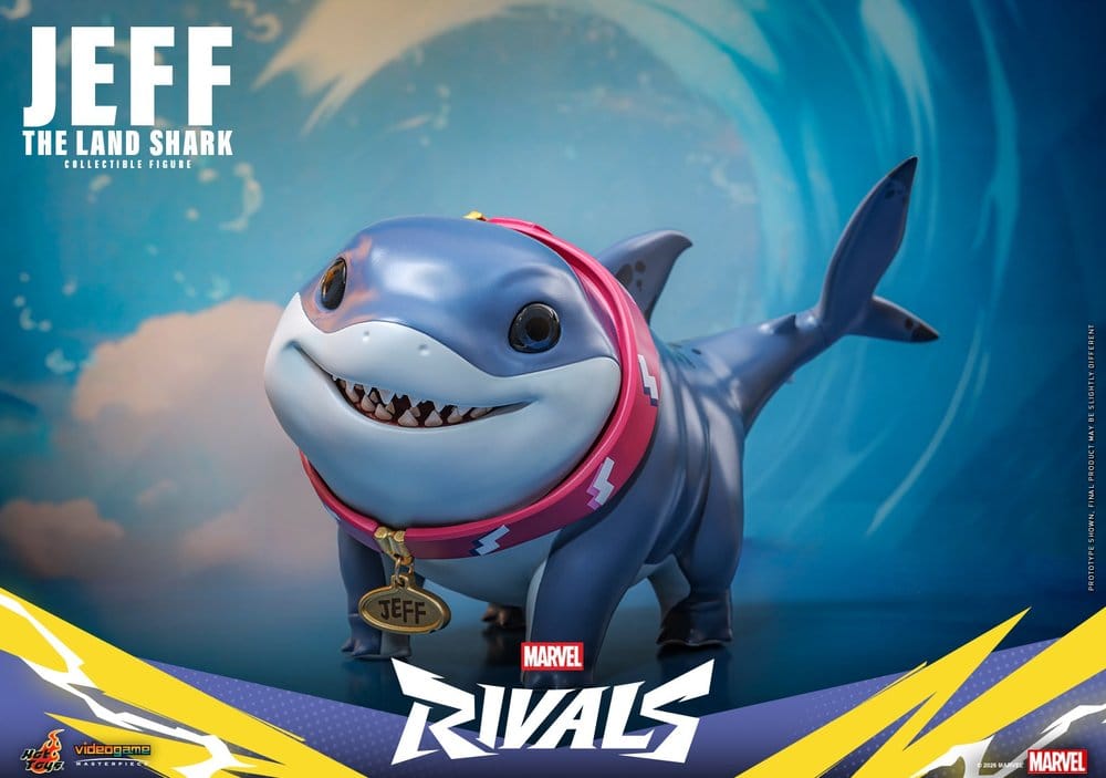 Marvel Rivals AF: Jeff the Land Shark Masterpiece Series 11cm figuren, hai, blau, halsband, hundemarke