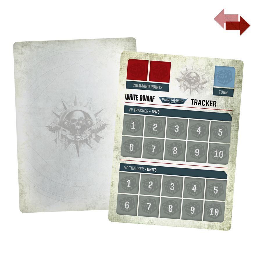 White Dwarf: 2026 September #528 engl. board game, Spielleinblatt, Token-Spur, Würfel-Icons, Miniaturen?
