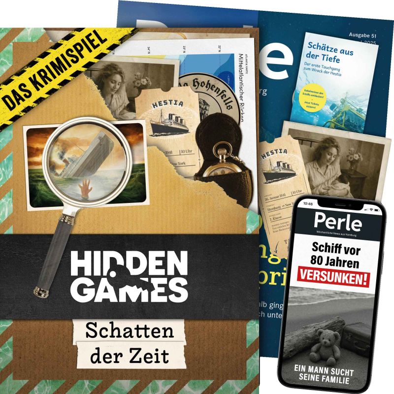 Hiddem Games Tatort: Schatten der Zeit (Fall 14) Koffer-Layout, Buchcover, Lupe, Zeitreise, Schatzkarton