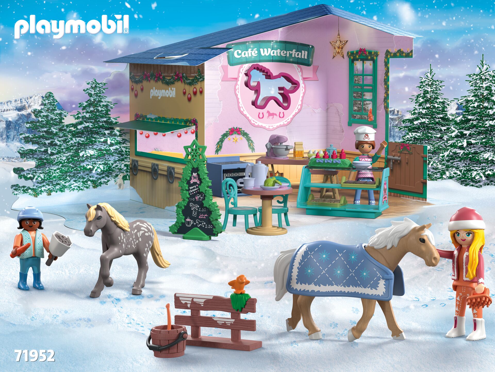 Spielzeug, Playmobil, Schneelandschaft, Wintermarkt, Pferd